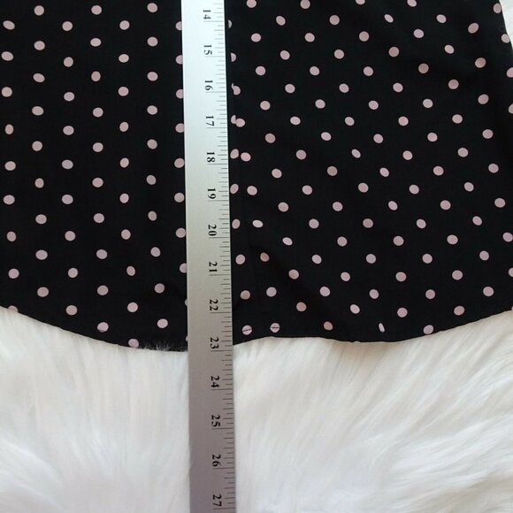 🎯5/$30 Candie's Tank Top Polka Dot Ruffle Black Pink Dip Hem Juniors XS - Picture 10 of 10